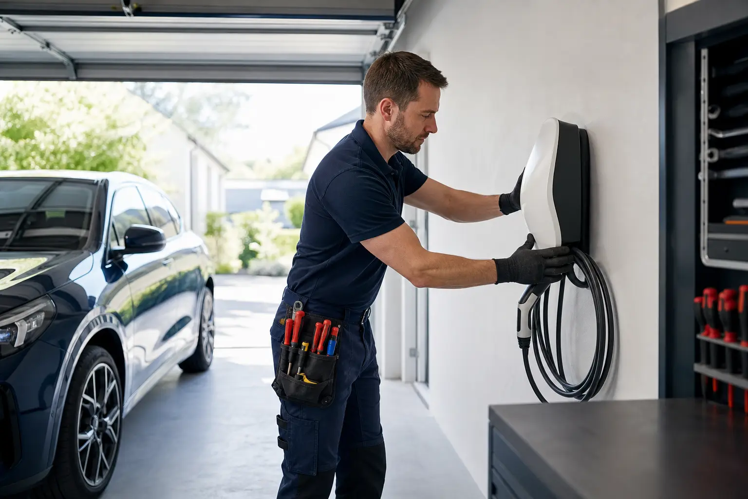 Two Tesla Wall Connectors sharing one circuit for a two-EV household
